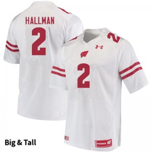 Men's Wisconsin Badgers NCAA #2 Ricardo Hallman White Authentic Under Armour Big & Tall Stitched College Football Jersey ZJ31W05GW